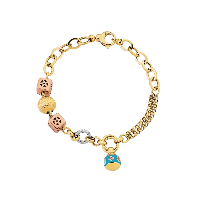 Eterna Sarı - Mavi Mineli Cetaş Altın Bileklik - Cetaş 