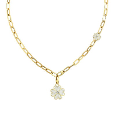 Eterna Sedef Mineli Çiçek Cetaş Altın Kolye - 1