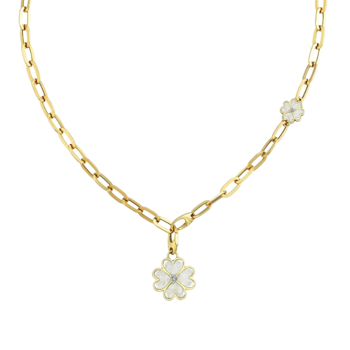Eterna Sedef Mineli Çiçek Cetaş Altın Kolye - Cetaş 