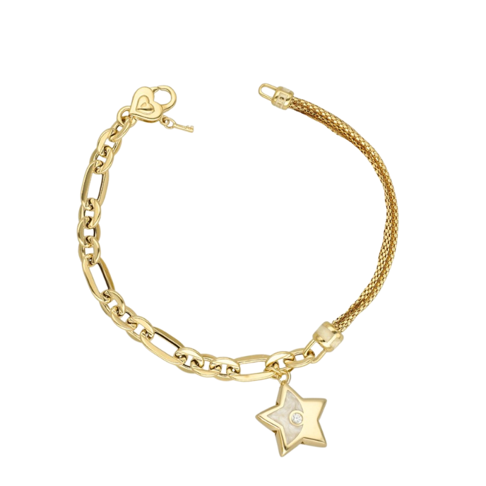 Eterna Sedef Mineli Taşlı Yıldız Cetaş Altın Bileklik - Cetaş 