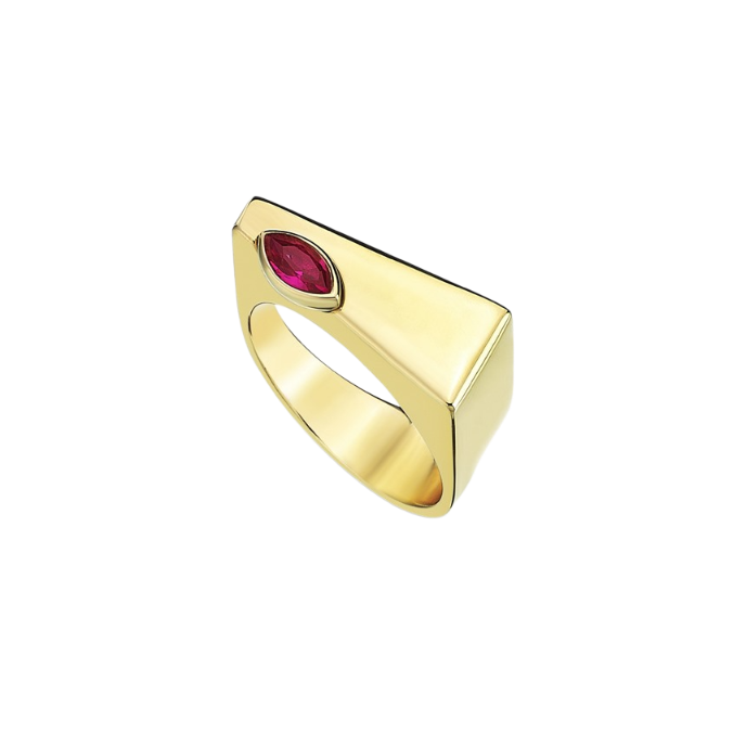 Eterna Taş Detaylı Göz Cetaş Altın Yüzük - Cetaş 