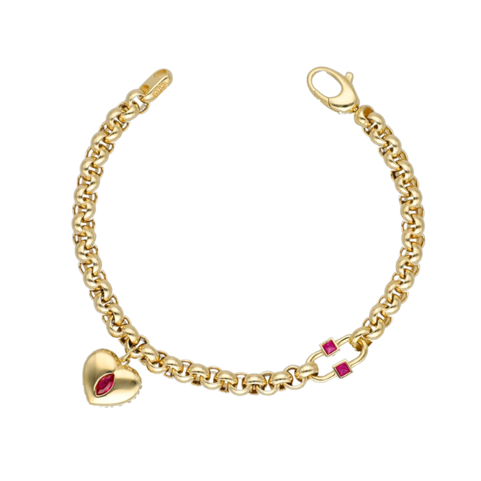 Eterna Taş Detaylı Kalp Cetaş Altın Bileklik - Cetaş 