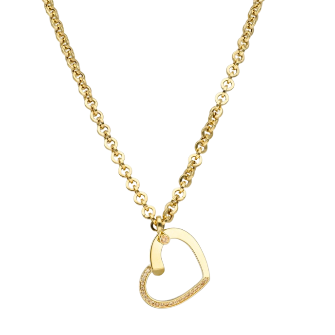 Eterna Taş Detaylı Kalp Cetaş Altın Kolye - Cetaş 