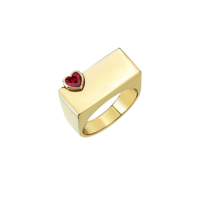 Eterna Taş Detaylı Kalp Cetaş Altın Yüzük - 1