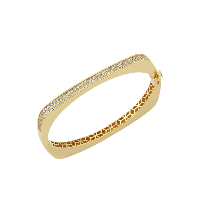 Eterna Taş Detaylı Köşeli Cetaş Altın Kelepçe - Cetaş 