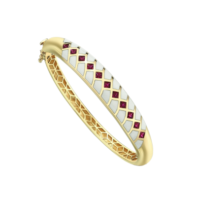 Eterna Taşlı Beyaz Mineli Cetaş Altın Kelepçe - Cetaş 