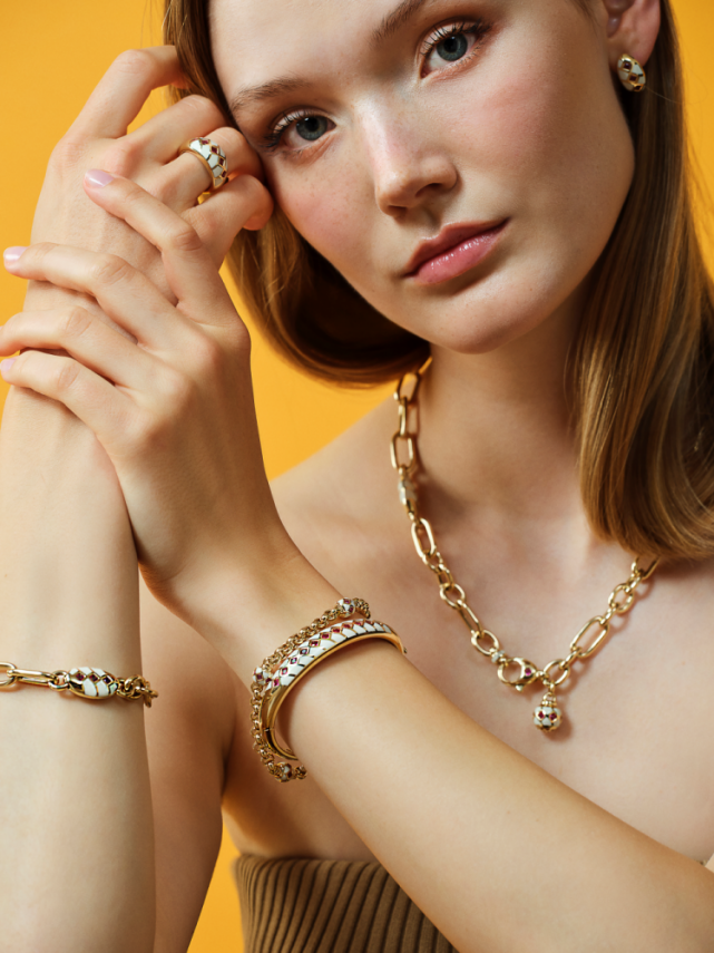 Eterna Taşlı Beyaz Mineli Cetaş Altın Kelepçe - 2