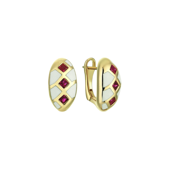 Eterna Taşlı Beyaz Mineli Cetaş Altın Küpe - 1