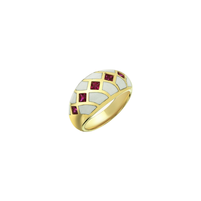 Eterna Taşlı Beyaz Mineli Cetaş Altın Yüzük - 1