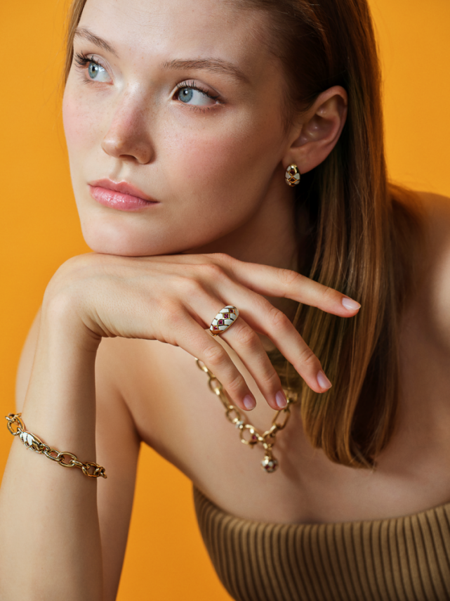 Eterna Taşlı Beyaz Mineli Cetaş Altın Yüzük - Cetaş (1)