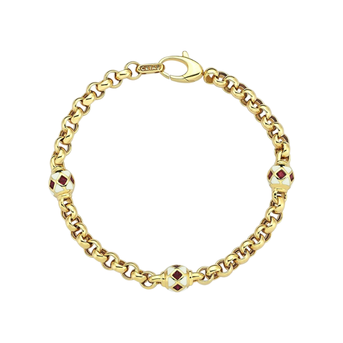 Eterna Taşlı Beyaz Mineli Düğüm Zincir Cetaş Altın Bileklik - Cetaş 