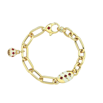 Eterna Taşlı Beyaz Mineli Zincir Cetaş Altın Bileklik - 1