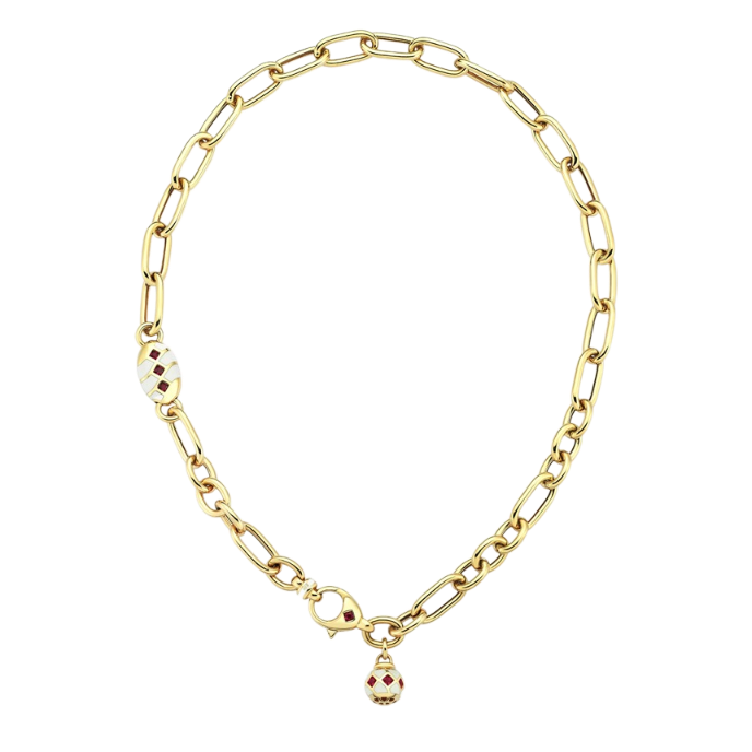 Eterna Taşlı Beyaz Mineli Zincir Cetaş Altın Kolye - 1