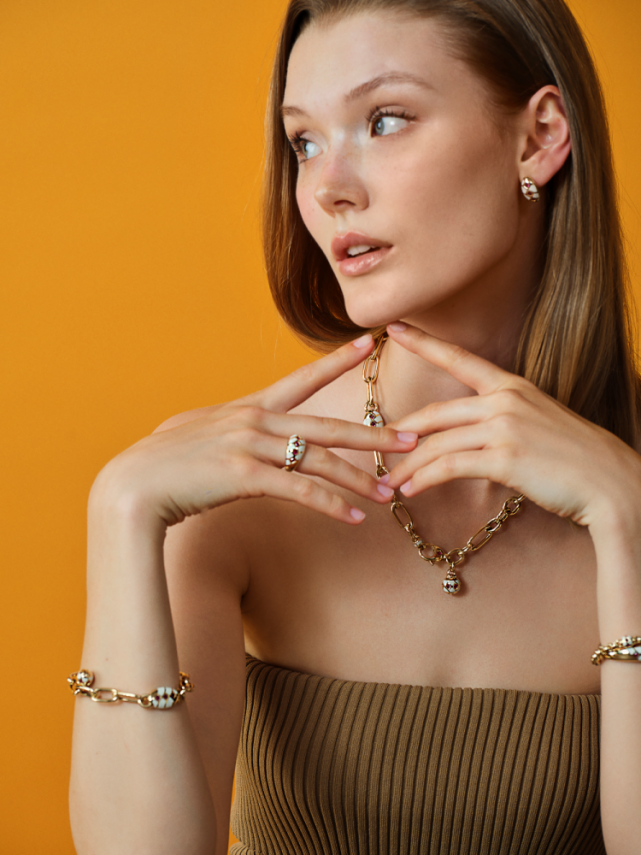 Eterna Taşlı Beyaz Mineli Zincir Cetaş Altın Kolye - Cetaş (1)