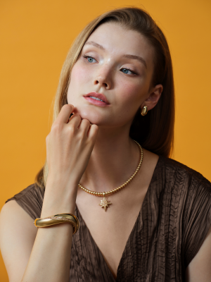 Eterna Taşlı Dalga Cetaş Altın Kelepçe - 2