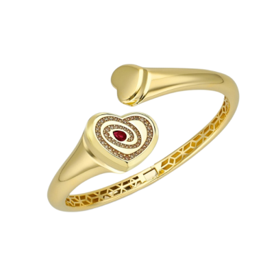 Eterna Taşlı Kalp Cetaş Altın Kelepçe - Cetaş 