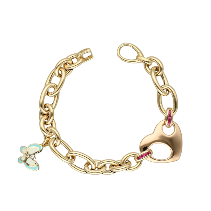 Eterna Taşlı Mavi Mineli Kelebek Cetaş Altın Bileklik - Cetaş 