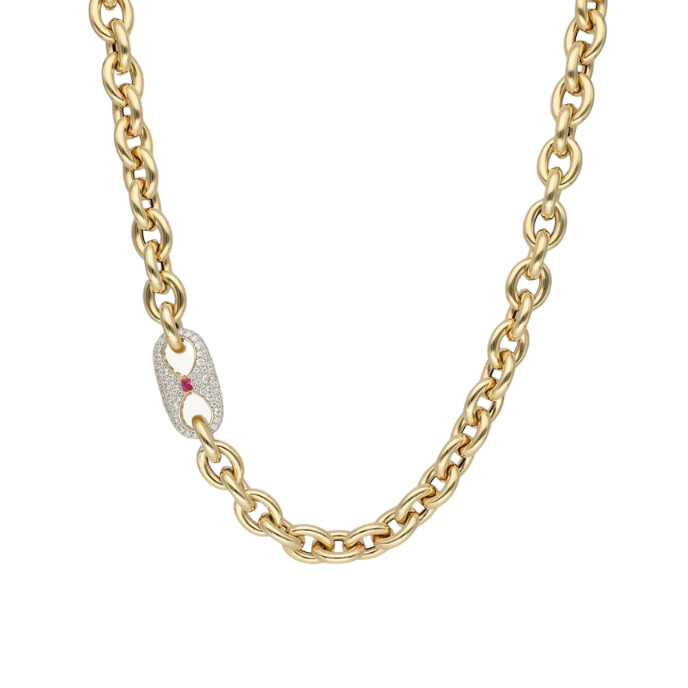 Eterna Taşlı Zincir Cetaş Altın Kolye - 1