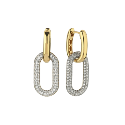 Eterna Taşlı Zincir Cetaş Altın Küpe - 1