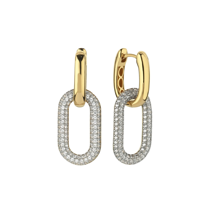 Eterna Taşlı Zincir Cetaş Altın Küpe - Cetaş 