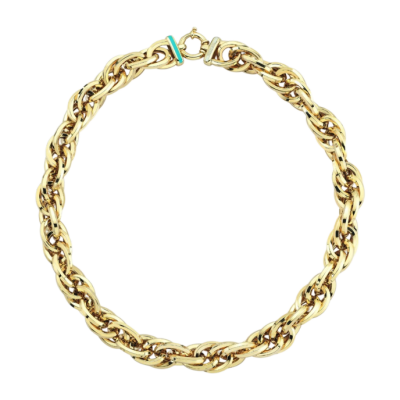 Eterna Turkuaz-Beyaz Mine Detaylı Zincir Cetaş Altın Kolye - Cetaş 