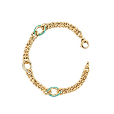 Eterna Turkuaz-Beyaz Mineli Düğüm Cetaş Altın Bileklik - 1