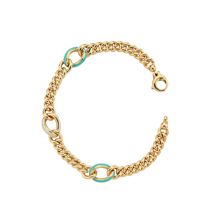Eterna Turkuaz-Beyaz Mineli Düğüm Cetaş Altın Bileklik - Cetaş 