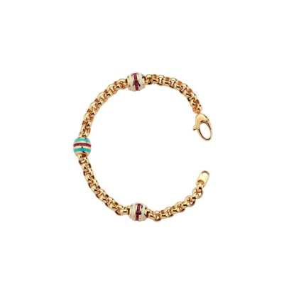 Eterna Turkuaz-Beyaz Mineli Pembe Taşlı Cetaş Altın Bileklik - 1