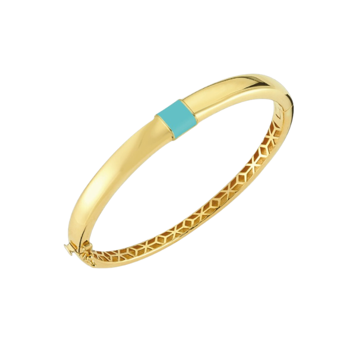 Eterna Turkuaz Mine Detaylı Cetaş Altın Kelepçe - Cetaş 