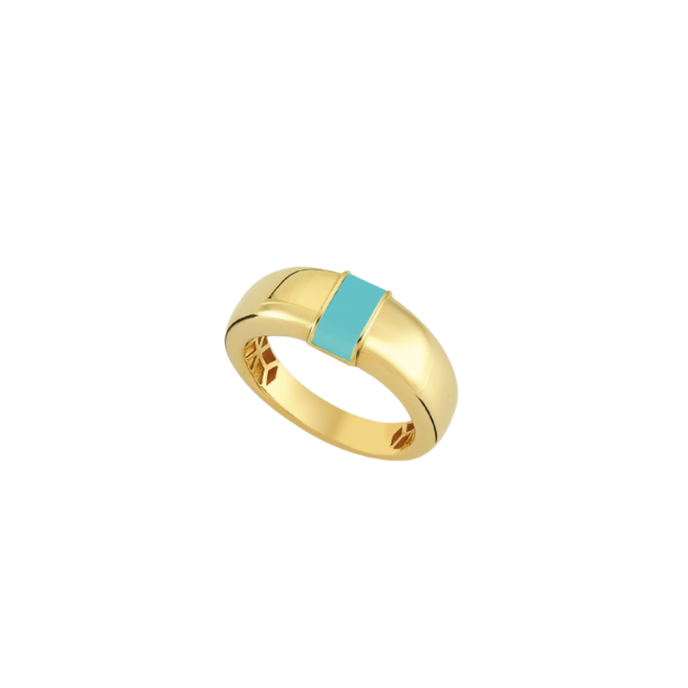 Eterna Turkuaz Mine Detaylı Cetaş Altın Yüzük - 1