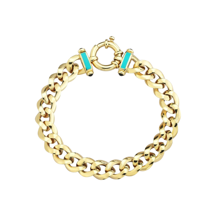 Eterna Turkuaz Mineli Cetaş Altın Bileklik - Cetaş 