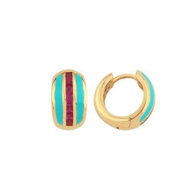 Eterna Turkuaz Mineli Cetaş Altın Küpe - 1