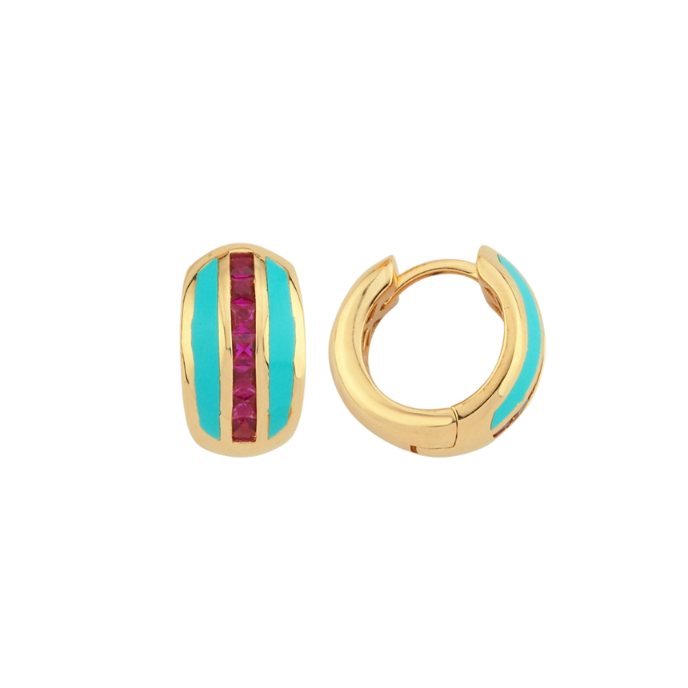 Eterna Turkuaz Mineli Cetaş Altın Küpe - Cetaş 