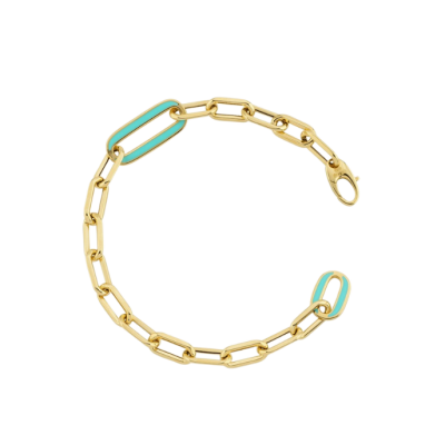 Eterna Turkuaz Mineli Cetaş Altın Zincir Bileklik - 1
