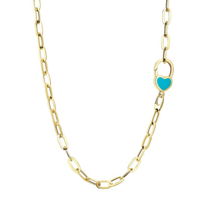 Eterna Turkuaz Mineli Kalp Cetaş Altın Kolye - 1