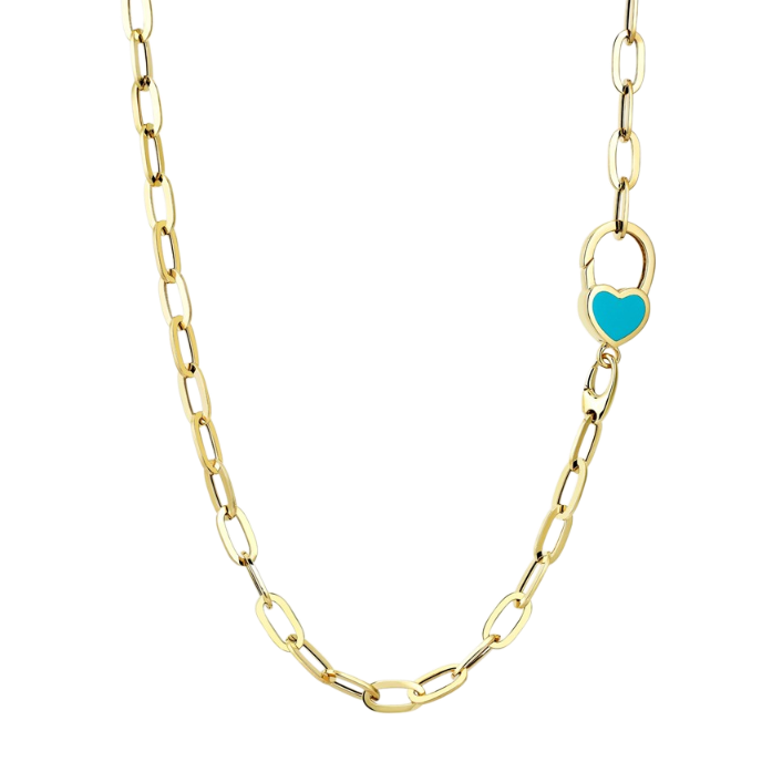 Eterna Turkuaz Mineli Kalp Cetaş Altın Kolye - Cetaş 