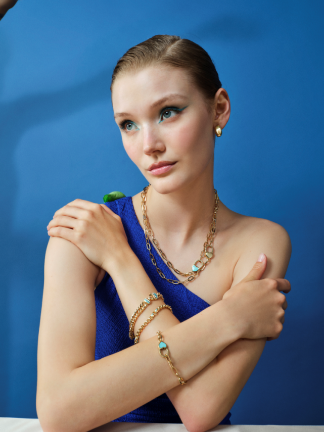 Eterna Turkuaz Mineli Kalp Cetaş Altın Kolye - Cetaş (1)