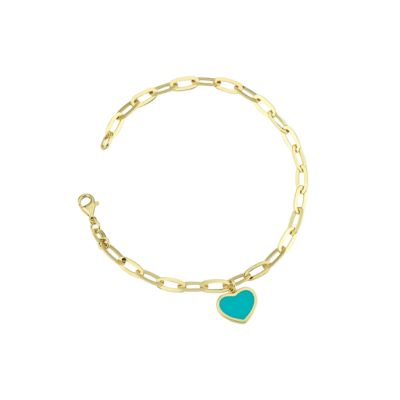 Eterna Turkuaz Mineli Kalp Sallantılı Cetaş Altın Bileklik - 1