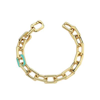 Eterna Turkuaz Mineli Köşeli Zincir Cetaş Altın Bileklik - 1