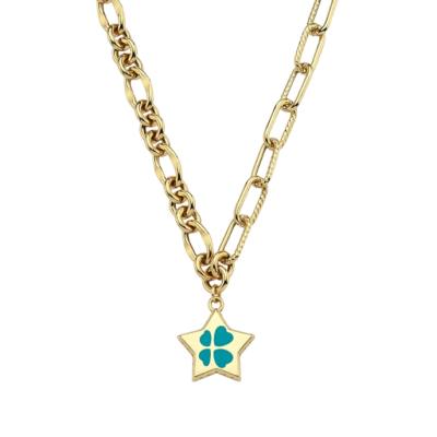 Eterna Turkuaz Mineli Yıldız Cetaş Altın Kolye - 1