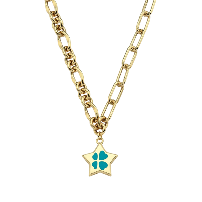 Eterna Turkuaz Mineli Yıldız Cetaş Altın Kolye - Cetaş 