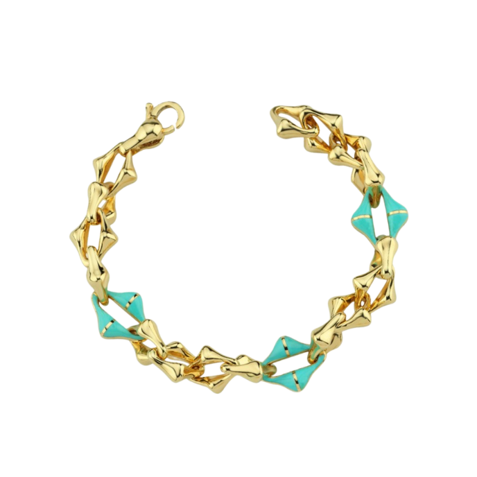 Eterna Turkuaz Mineli Yıldız Geçişli Cetaş Altın Bileklik - Cetaş 