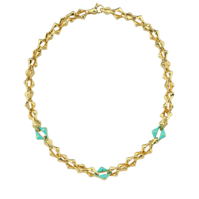 Eterna Turkuaz Mineli Yıldız Geçişli Cetaş Altın Kolye - 1