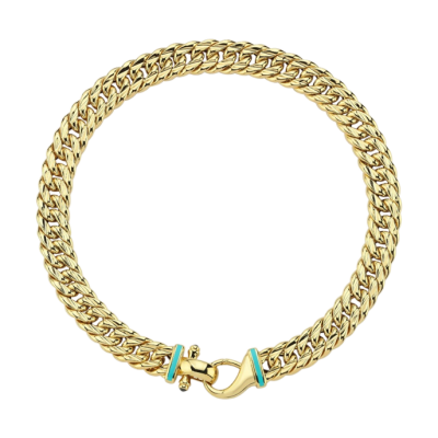 Eterna Turkuaz Mineli Zincir Cetaş Altın Kolye - 1