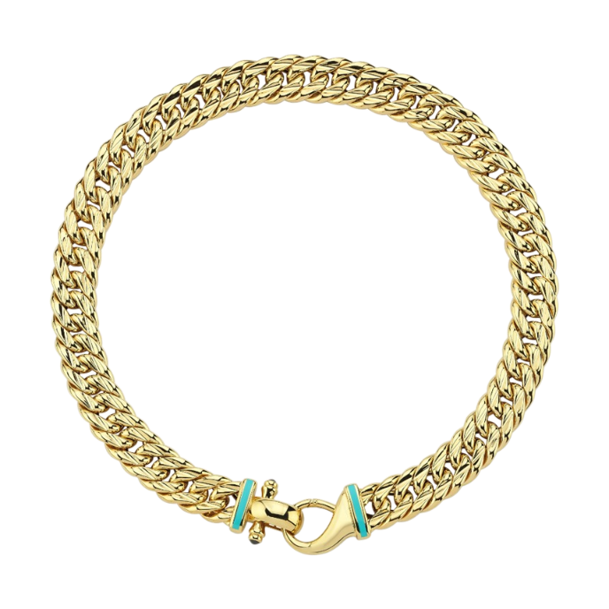 Eterna Turkuaz Mineli Zincir Cetaş Altın Kolye - Cetaş 