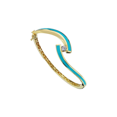 Eterna Yin-Yang Turkuaz Mineli Cetaş Altın Kelepçe - 1