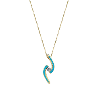 Eterna Yin-Yang Turkuaz Mineli Cetaş Altın Kolye - Cetaş 