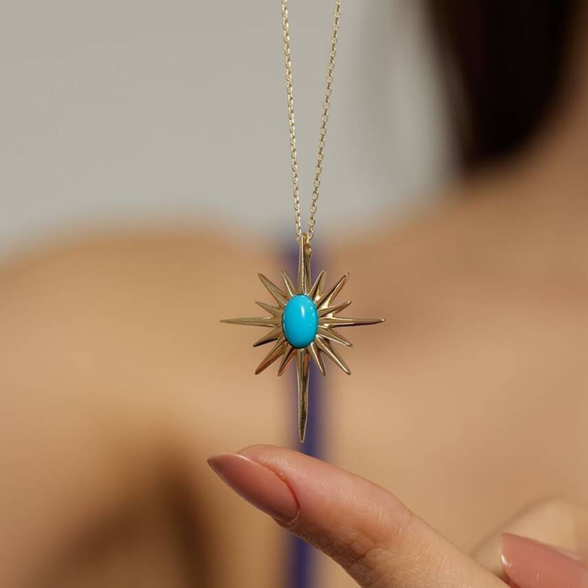 Firuze Taşlı Kutup Yıldızı Altın Kolye - Semih Haşhaş Kuyumculuk (1)