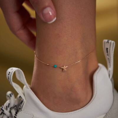 Firuze Taşlı Melek Altın Halhal - 1