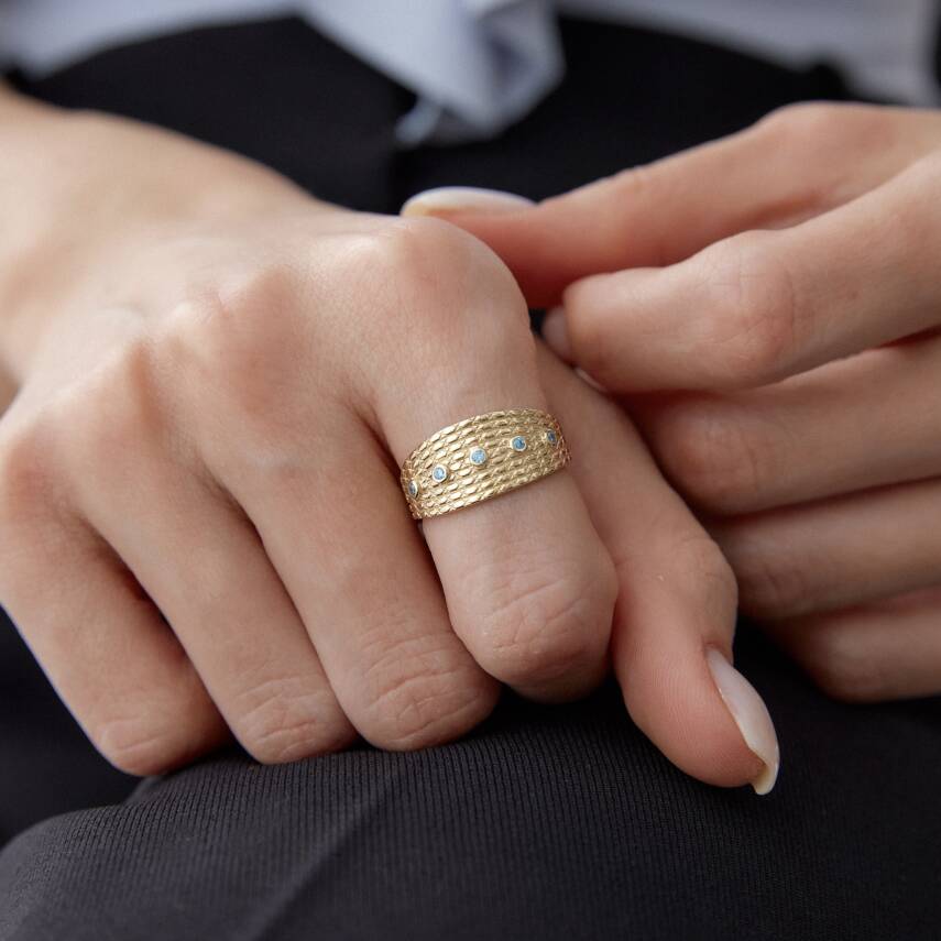 Firuze Taşlı Vintage Luna Yüzük - 3